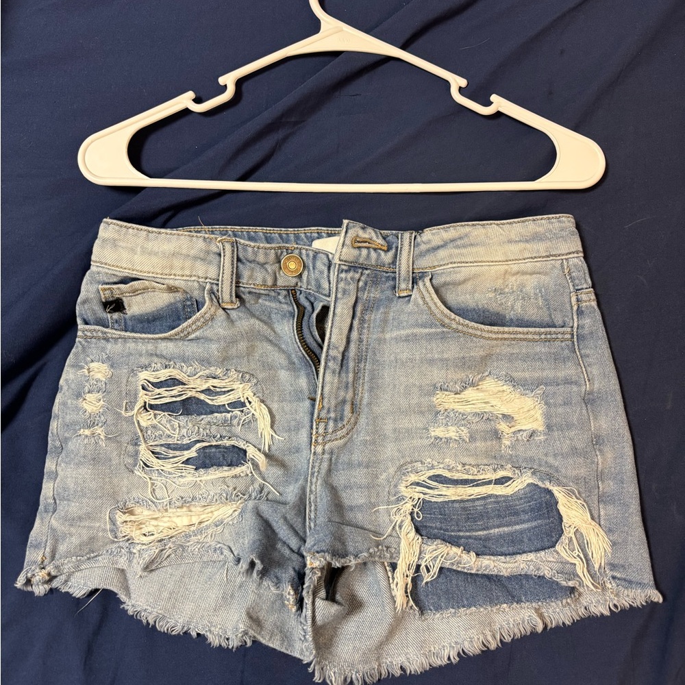 KanCan Ripped Light Blue Jean Shorts